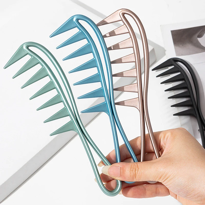 

Расческа для кудрявых волос с широкими зубьями, пластиковая, антистатическая, портативная, для распутывания волос, для салонов красоты, массажная