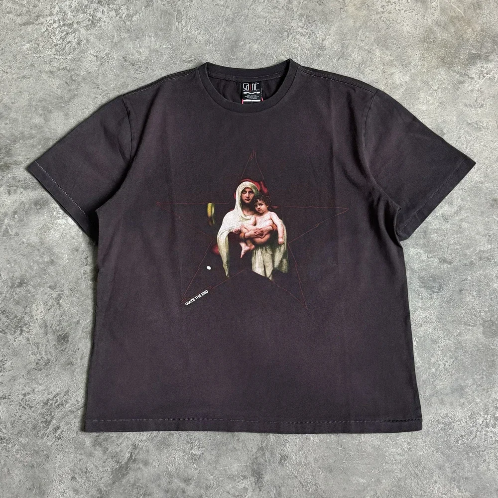 

Frog Drift SAINT OF MICHAEL Streetwear Quality Graphics Printed Vintage Clothing Casual Loose Oversize Tee Tops T Shirt For Men