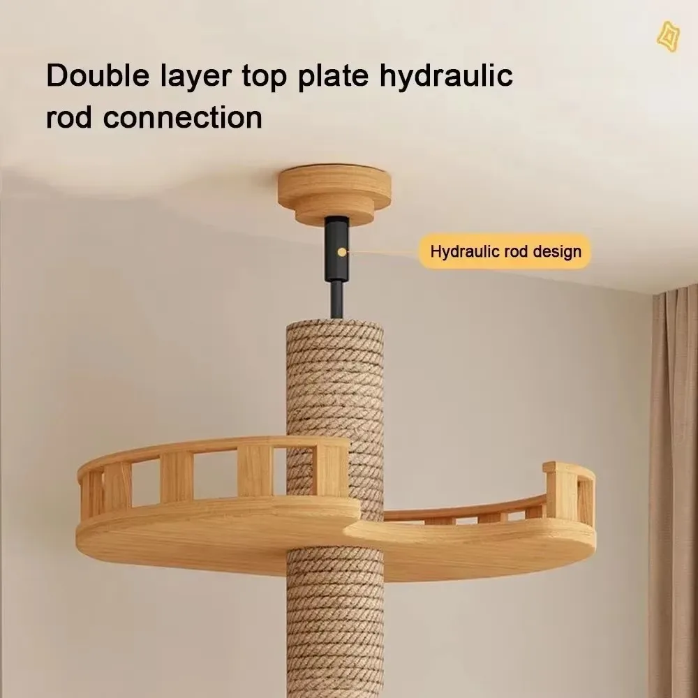 Multi-Level with Scratching Post Hammock  Wooden Tree House Pet Activity Kitten Climbing Toy Cat