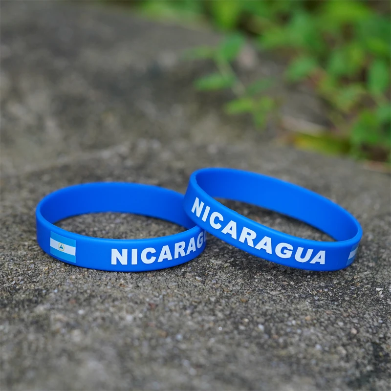 2pcs Nicaragua Flag Wristband Sport Silicone Bracelet Rubber Band Commemorative Fashion Accessory Customized