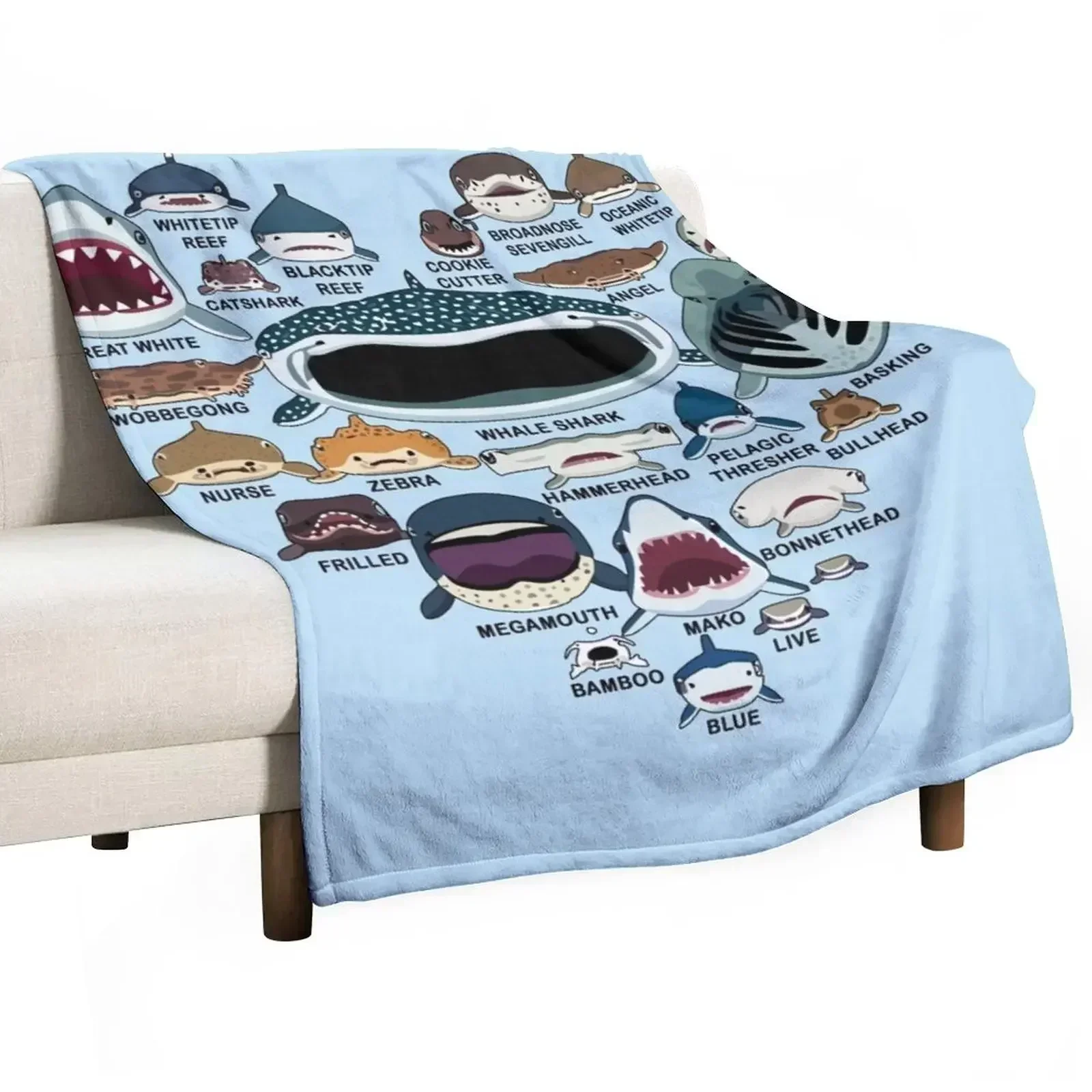 Love Shark Faces Shark Lovers Heart Throw Blanket Summer Beddings Plush Baby Blankets