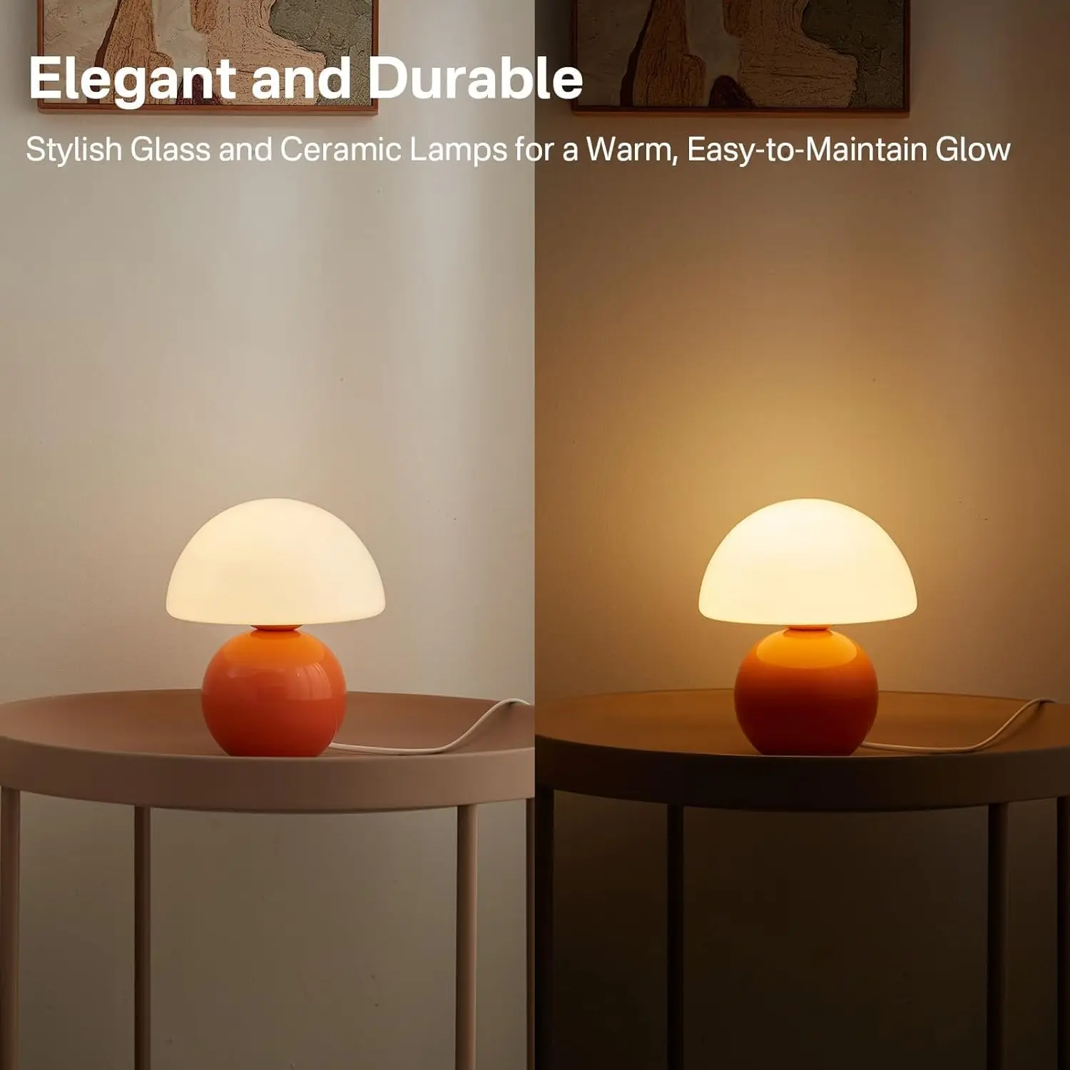 Lampe champignon Orange, lampe de chevet de bureau, décoration de salon moderne et mignonne du milieu du siècle