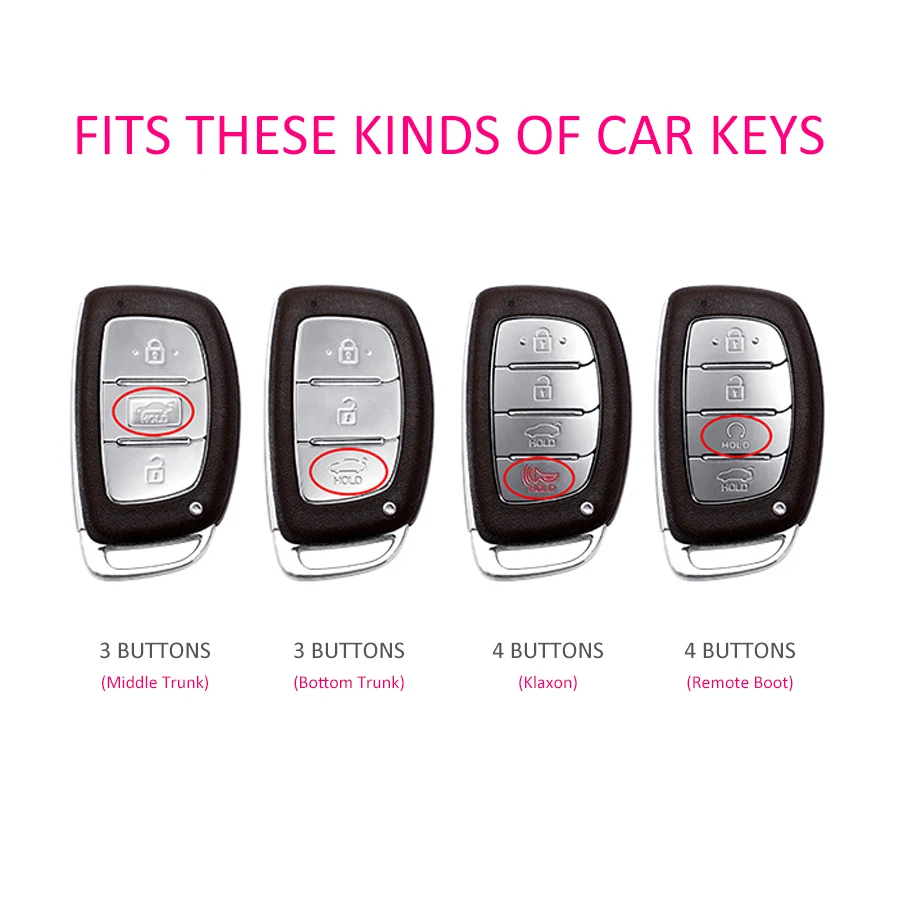 Car Key Fob Case Cover Keychain For Hyundai Tucson Sonata Bayon Elantra GT Ioniq Grand i10 3 4 Button Metal Leather Accessories view 2