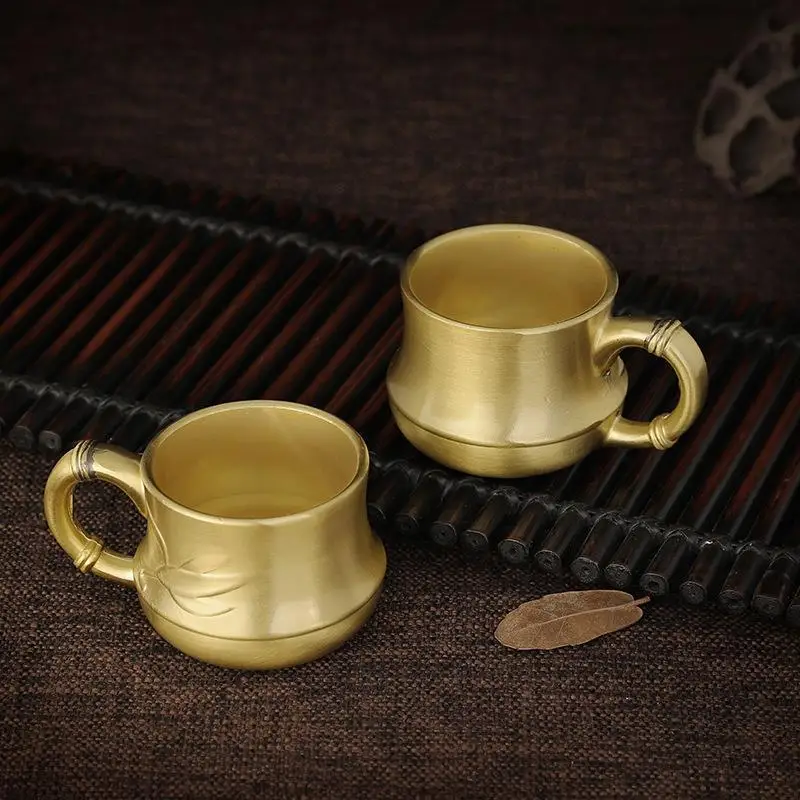 Bamboo Leaf Cup Pure Brass Bamboo Knot Cup Tea Set Office Tea Making Cup Tea Cup Kung Fu Tea Master Cup