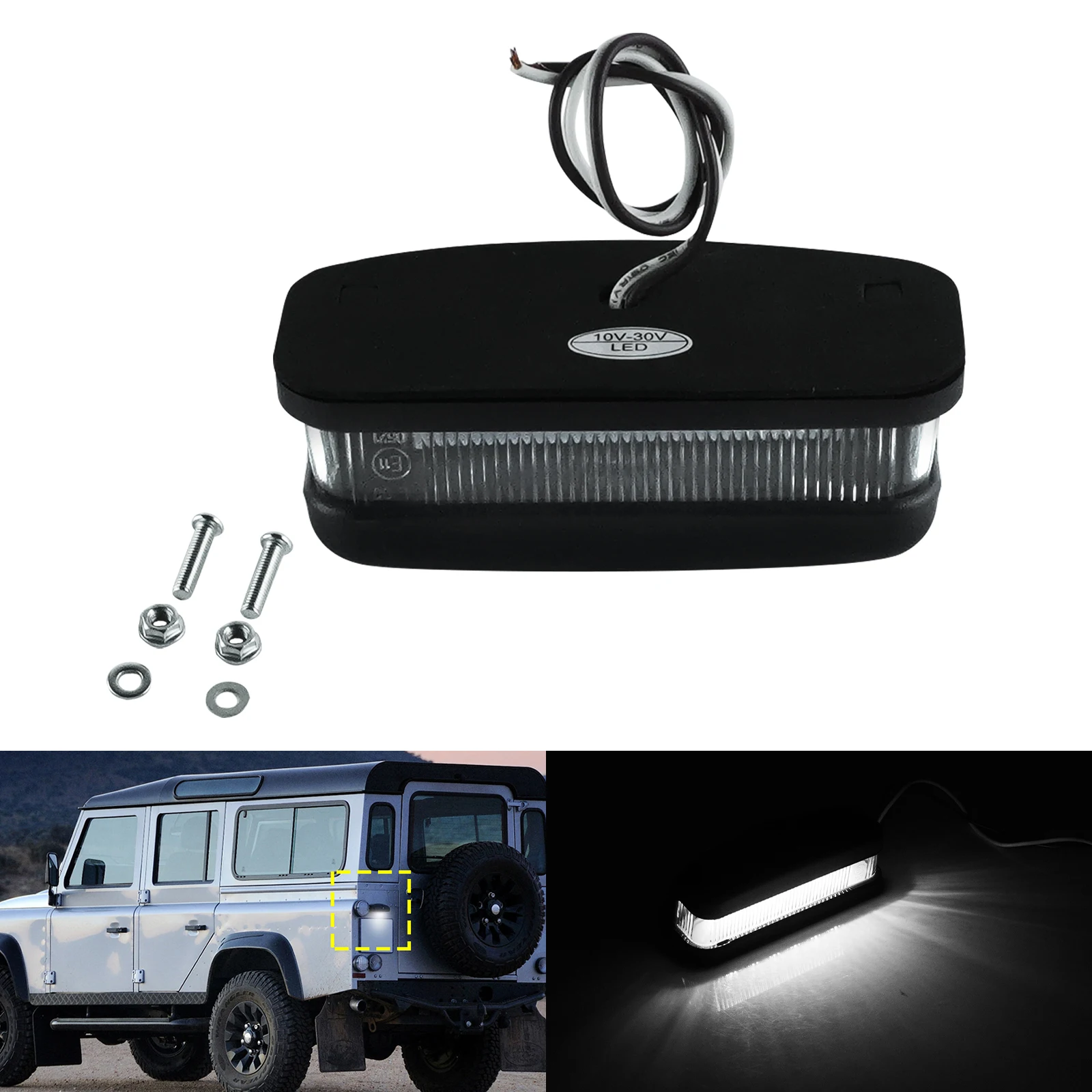 1x White Canbus LED License Number Plate Light For Land Rover Defender 90 110 130 88 109 Rear Lamp License Plate Light XFC100550
