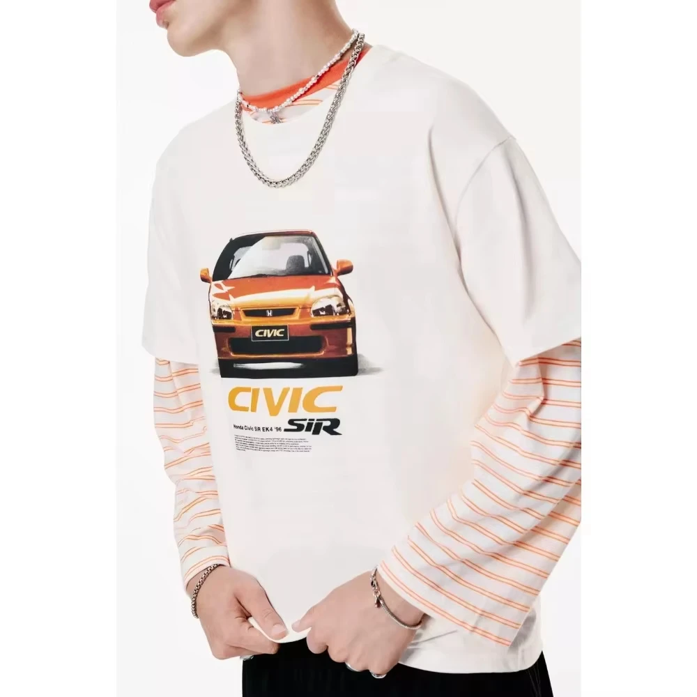 

Honda 2026, новые популярные мужские и женские футболки Civic, летние хлопковые рубашки, весенне-осенние мотоциклетные свободные топы с принтом для бездорожья