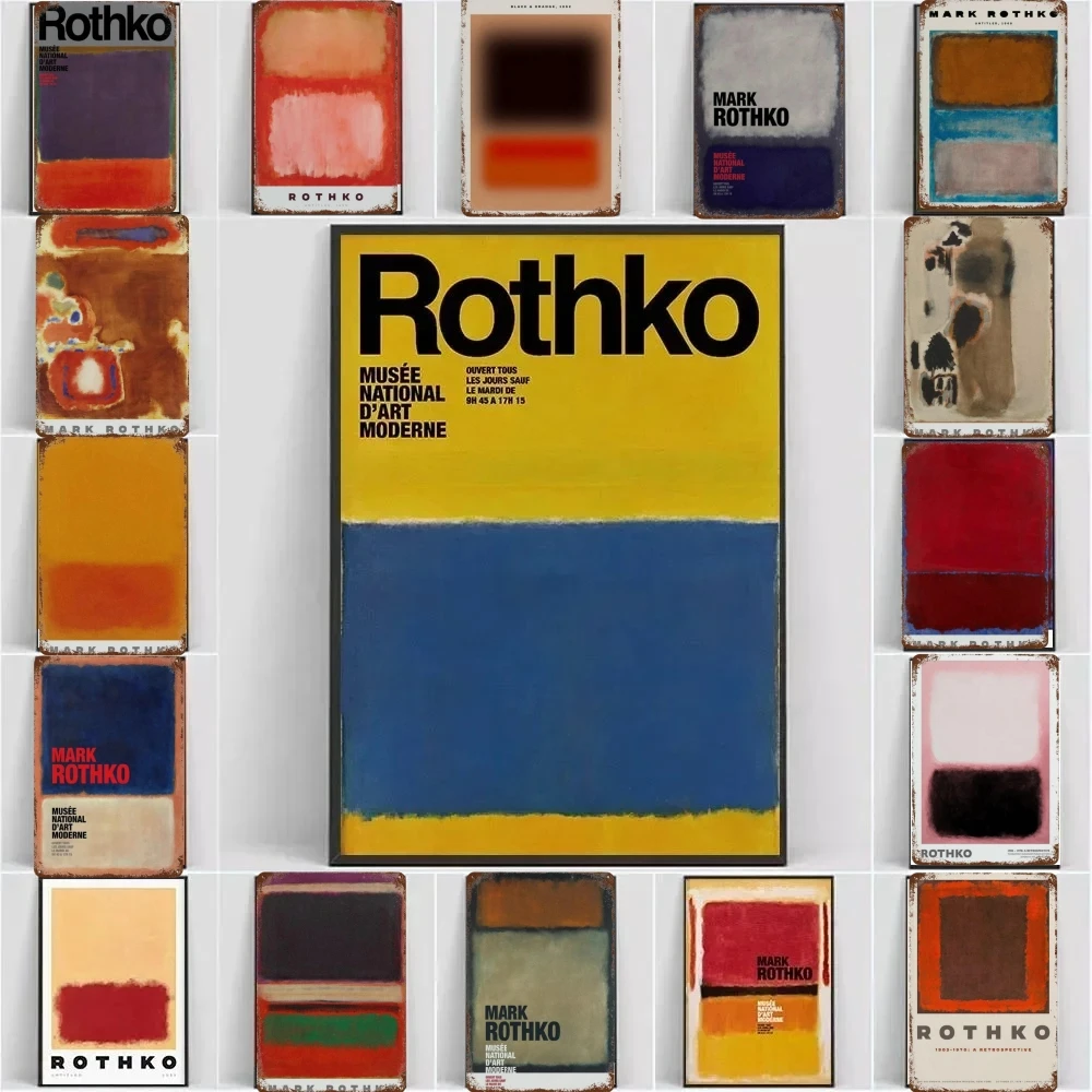 Scandinavian Modern Metal Tin Signs Wall Art Mark Rothko Abstract Colorful  Tin Signs Poster Prints Home Bedroom Living Room