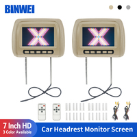 BINWEI 7 Inch Car Headrest Monitor Automotive Headrest Screen Pillow Monitor Universal  AV Input LCD Display Remote Control