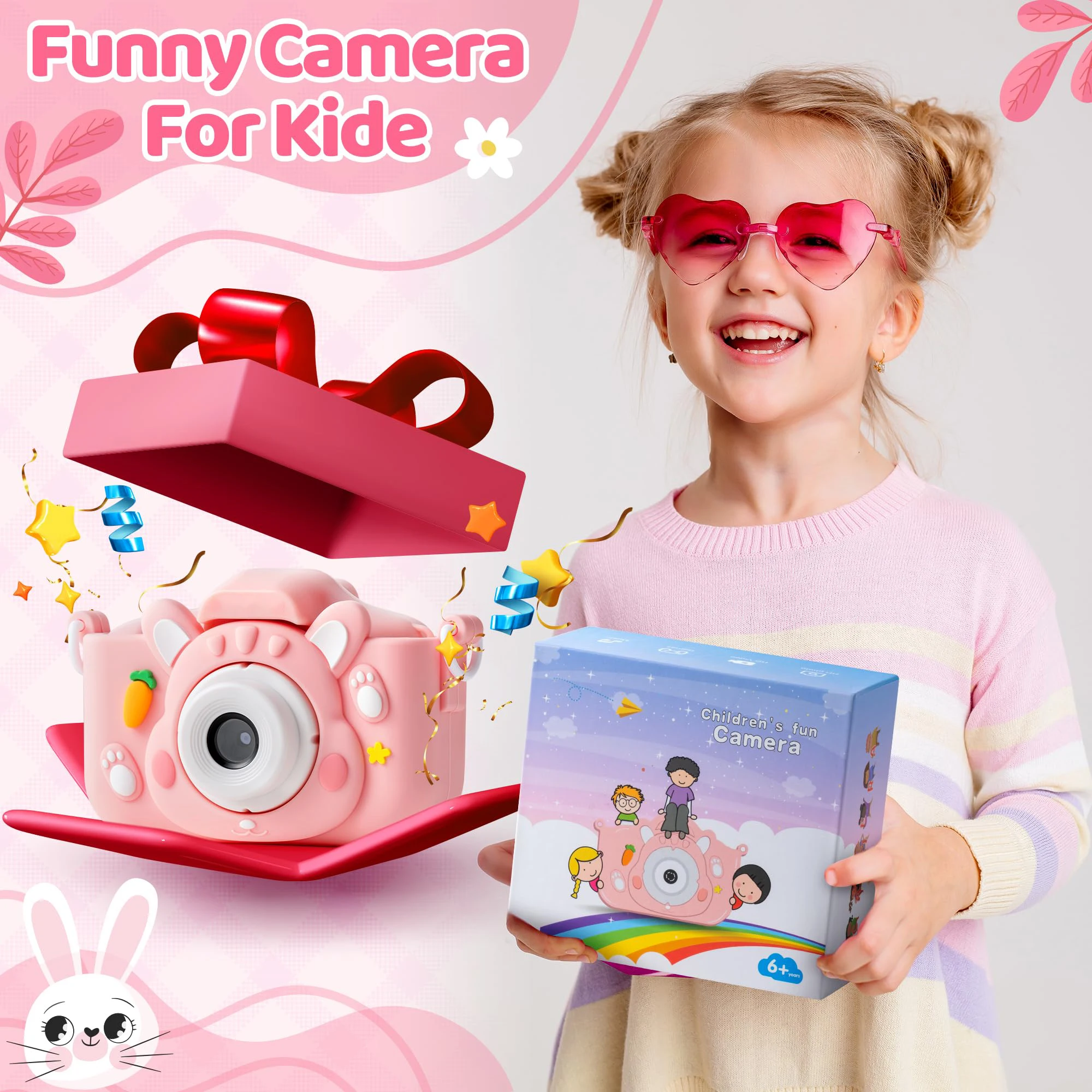 Kids' Camera with 64GB Memory Card, 48MP Resolution, 1080p HD Recording Perfect Holiday or Birthday Gift for Boys and Girls.