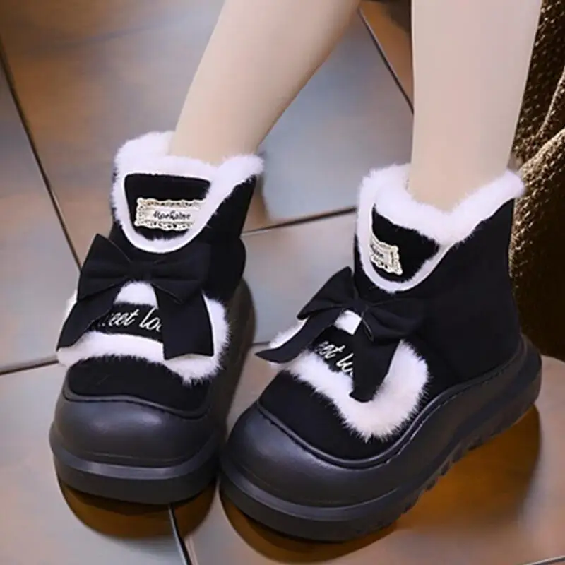 حار 2025 شتاء جديد إمرأة سميكة القاع عالية مساعدة أفخم أحذية قطنية الراحة سميكة الدافئة أحذية قطنية ترتدي في المنزل خارج #4