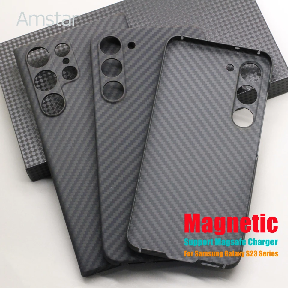 

Amstar Magnetic Carbon Fiber Phone Case for Samsung Galaxy S23 Plus S23 Ultra Premium Aramid Fiber Cover Support Magsafe Charger