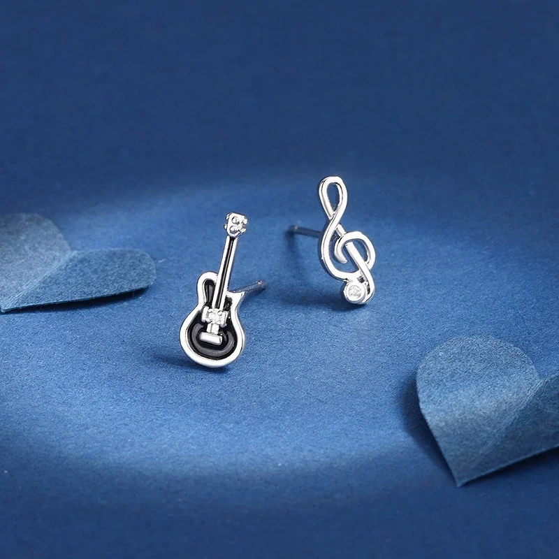 Uini Tail hot selling new 925 pure silver cute and interesting Jitong note asymmetrical earrings fashionable and exquisite ED294