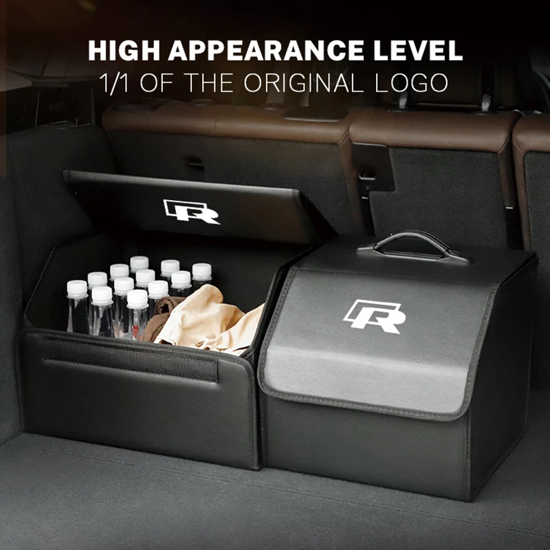 

Cup Holders ​​​Car Leather Storage Bag Trunk Folding Storage Box Sundries Stowing Box For Volkswagen R Caddy Golf Passat Tiguan