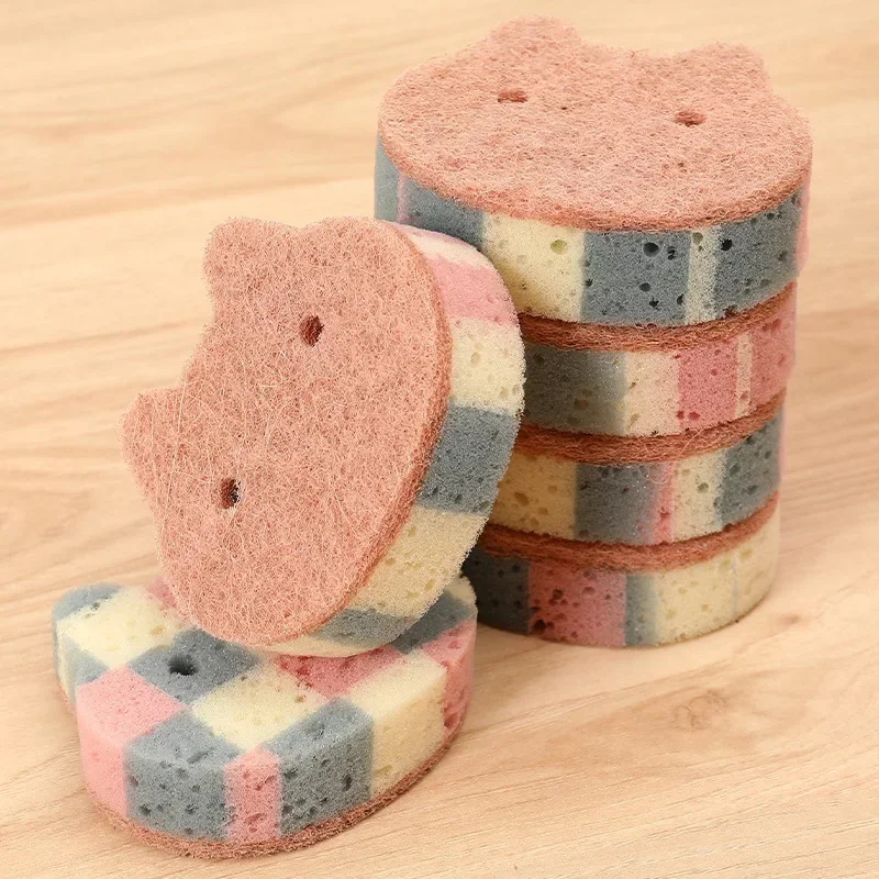 Cat Shape Wood Pulp Sponge Kitchen Cleaning Scrubber Easy Rinse Dish Cloth Absorbent Sponge Wholesale