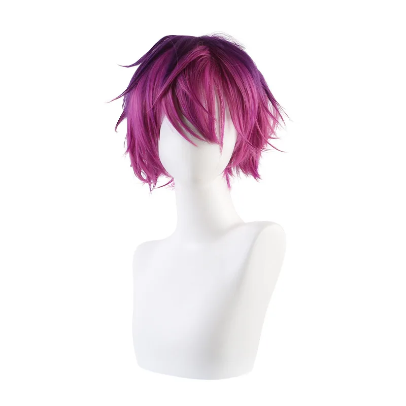 Anime Vtuber Uki Violeta Cos Wigs with Cosplay Costumes Headwear 35cm Long Simulation Scalp Thick Mixed Puffy Long Hair Wigs