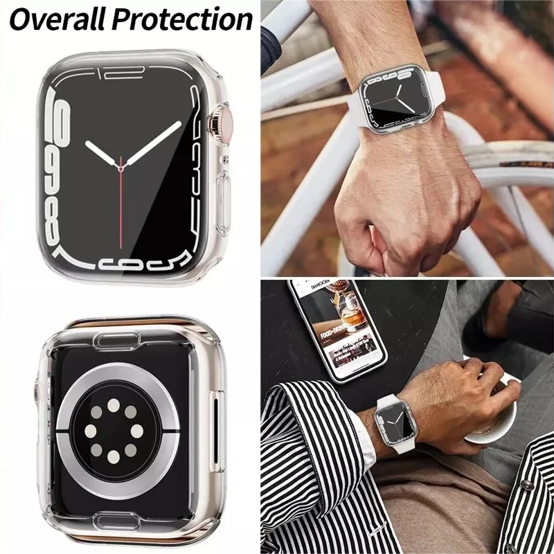 Funda de silicona para Apple Watch, carcasa protectora transparente de TPU para iwatch series Ultra 10, 9, 8, 7, se 6, 44mm, 40mm, 49mm, 46mm, 45mm,