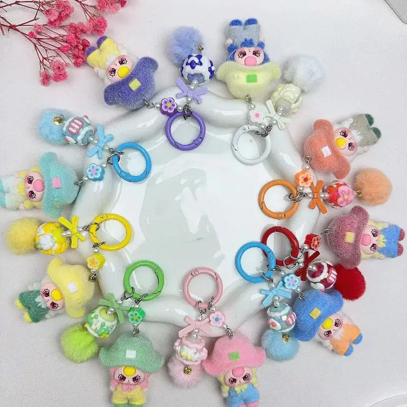 1Pcs Backpack Pendant Dopamine Doll Years Flocking Doll Keychain Key Accessories Children's Gift Party Small Gift