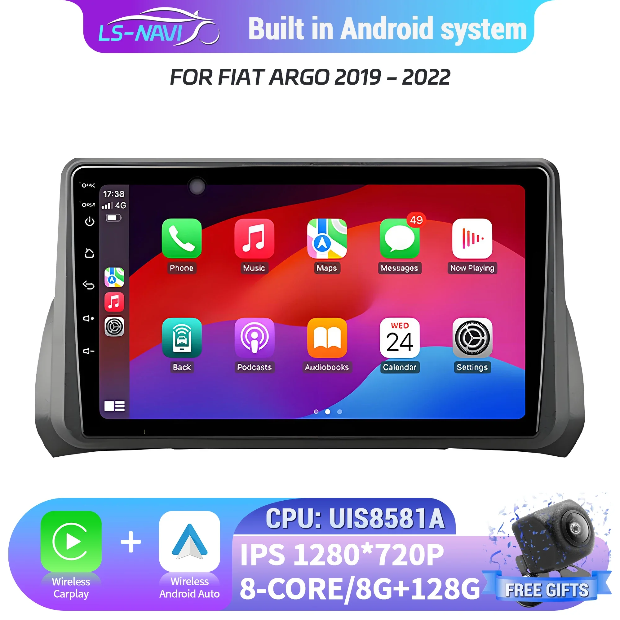 

Автомобильный радиоприемник Android 14, для Fiat Argo 2019-2022, 4G, GPS-навигация, беспроводной Bluetooth Carplay, автомобильный мультимедийный экран головной устройства
