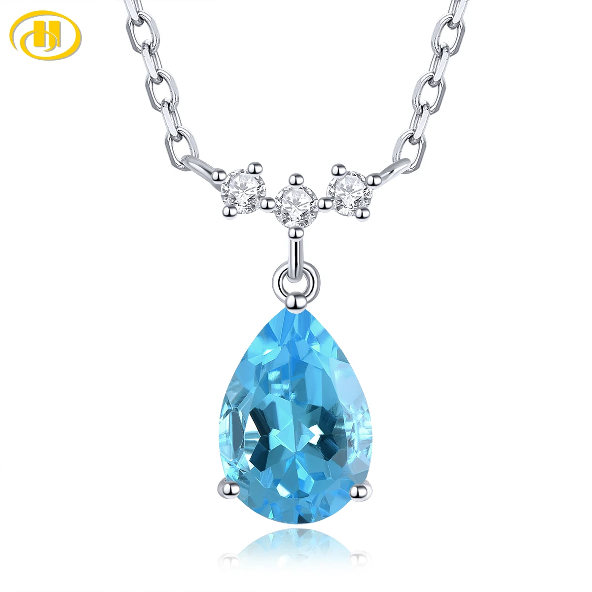 

Подвески из стерлингового серебра с натуральным синим топазом 2,5 карата, натуральный драгоценный камень, классические ювелирные изделия S925, женские подарки на день рождения