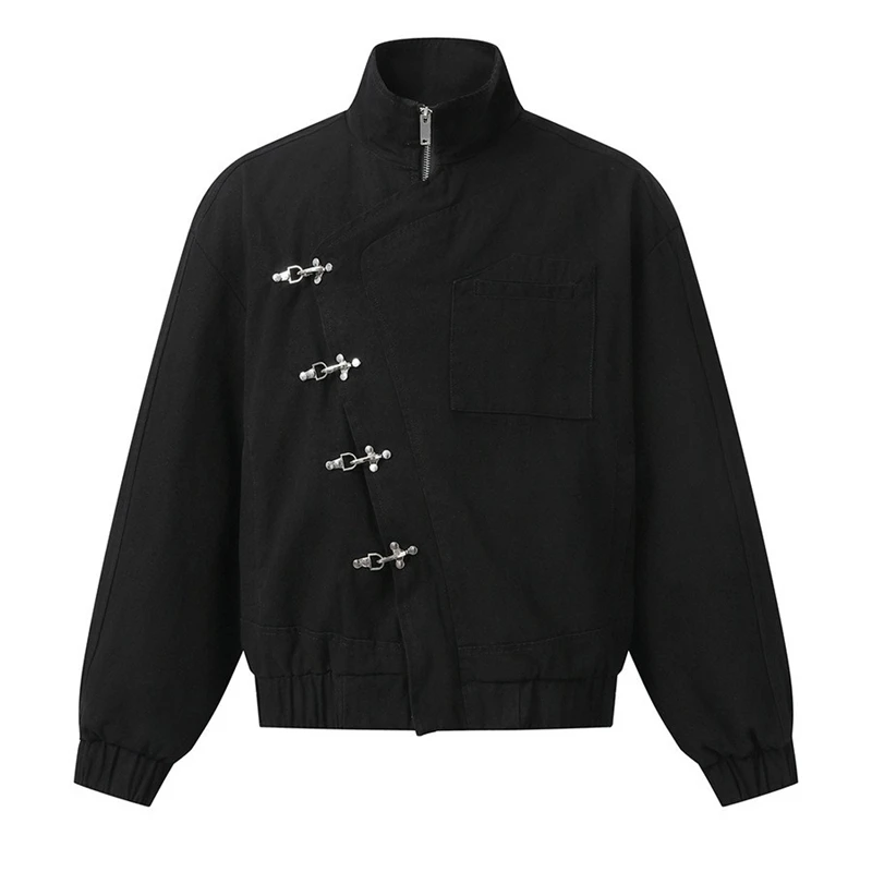 

Stylish Stand Collar Street Jacket Airplane Button Work Jacket Date Commuter Clothing Women Men Vintage Casual Clothes Harajuku