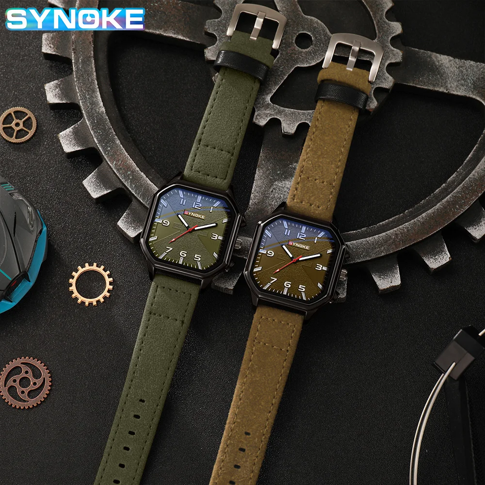 SYNOKE Belt Retro Watch Men Quartz Watch New Style Fashion Sport Business For Men Watch Student Wristwatch Sports Non Mechanical