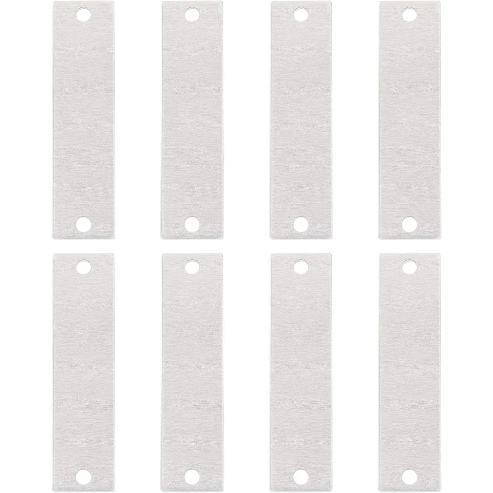 30 Pack 2x1/2 Inch Aluminum Stamping Blank Tag Rectangle Links with 2 Holes and Storage Box for Necklace Bracelet Dog Tags