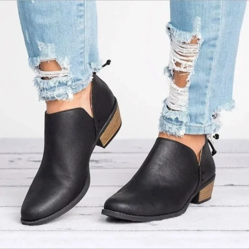

Autumn New 2023 Women's Boots Autumn Solid Pointed Suede Thick Heel Booties Women Plus Zipper Heeled Ankle Boots