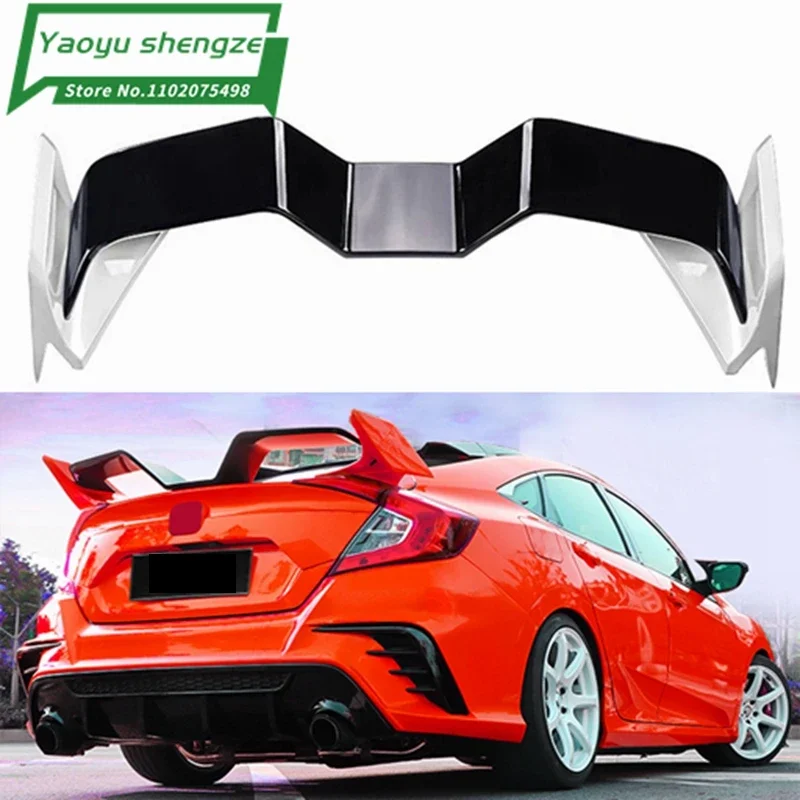 For Honda Civic Spoiler 2016 2017 2018 yofer Style Car Decoration Rear Roof Tail Wing ABS Plastic Black  Pattern