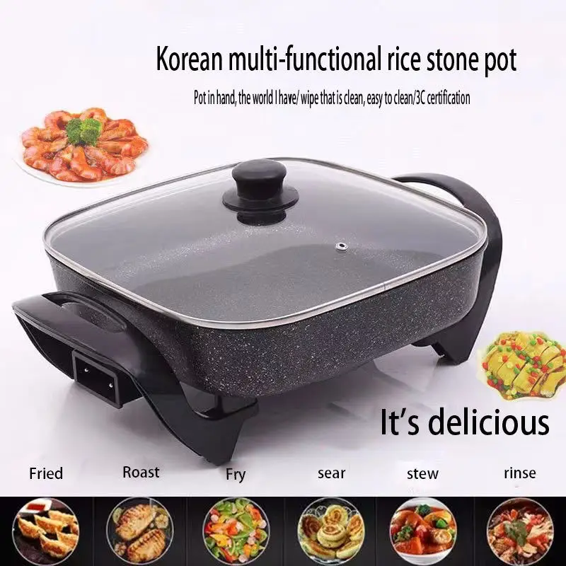 Multi-functional household electric cooking pot non-stick integrated frying hot