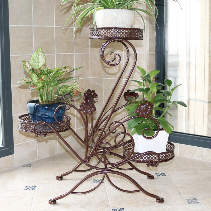 Balcony Flower Rack Iron Plant Stand Corner Indoor Flower Pot Creative Multi-layer Flower Holder Display Household Decoration