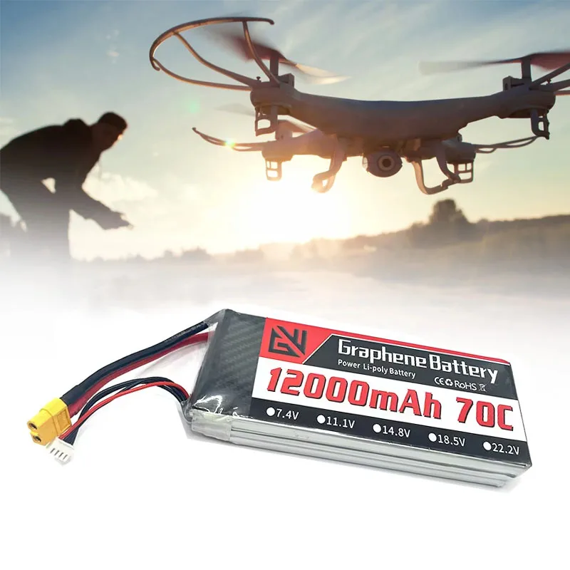 3S 12000mAh Lithium Battery 11.1V 70C with XT60 XT90 TRX T Multiple Plugs To Choose From for FPV Drones and Remote Control Cars