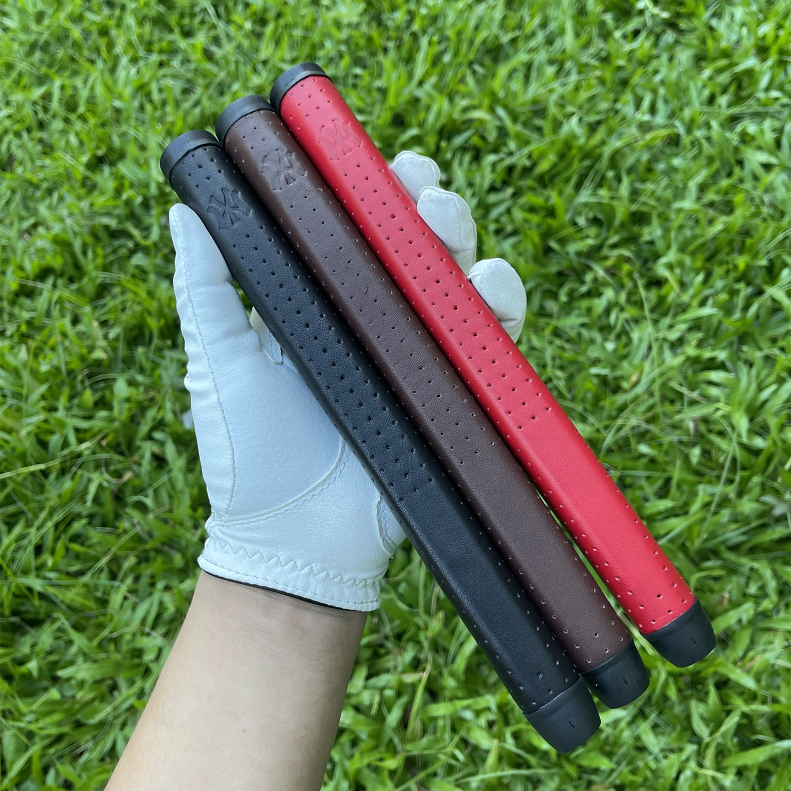 100% Real Leather Golf Putter PU Grip Red/Black/Brown High Traction Technology Improves Feedback and Tack Golf Club Grip