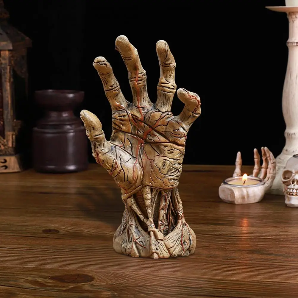 Zombie Hand Ornament Non-toxic Thrilling Hand Statue Spooky Palm Shape Decoration for Halloween Horror Prop Trick Toy Gift