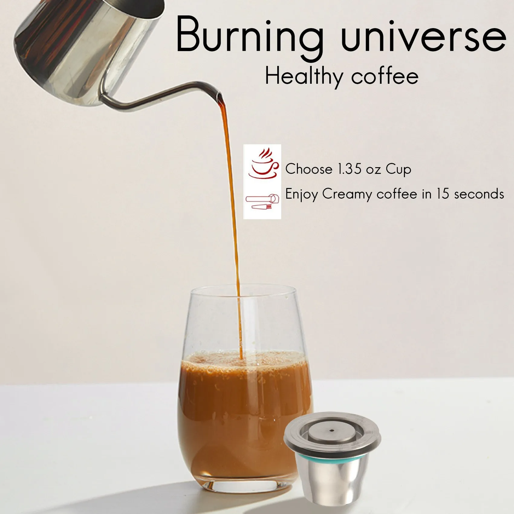 Espresso Refillable Capsules Reusable for Pod Espresso Coffee Pod Stainless Steel Capsules Compatible
