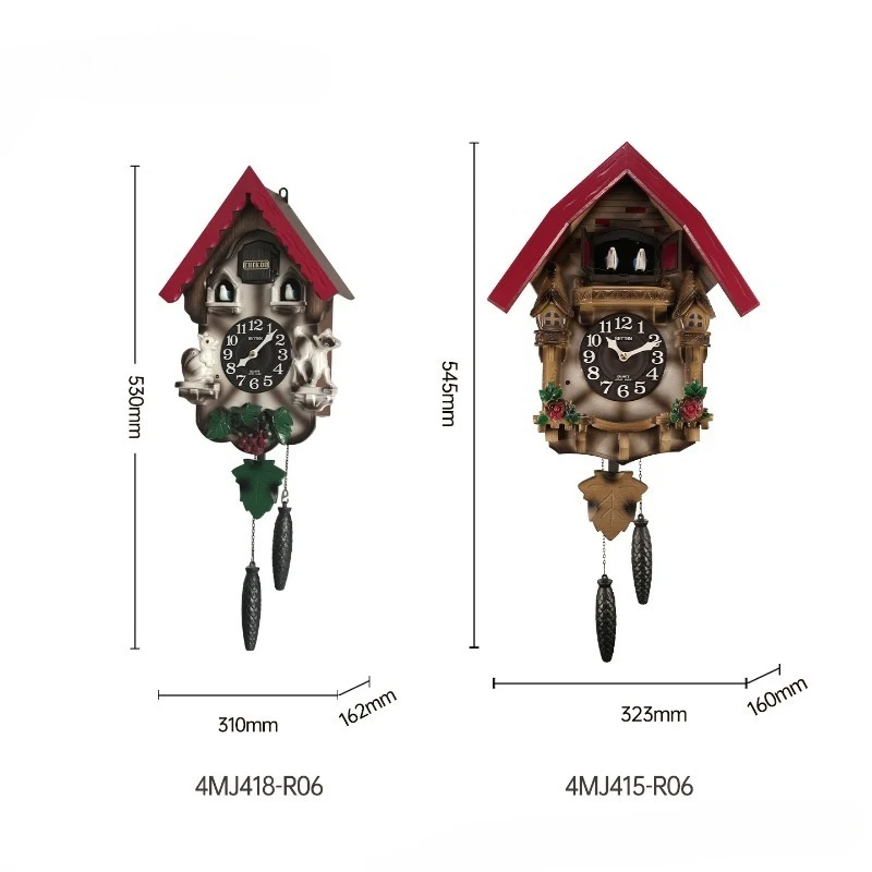 Living room household, wall clock, creative music time clock cuckoo wall watch wall hanging