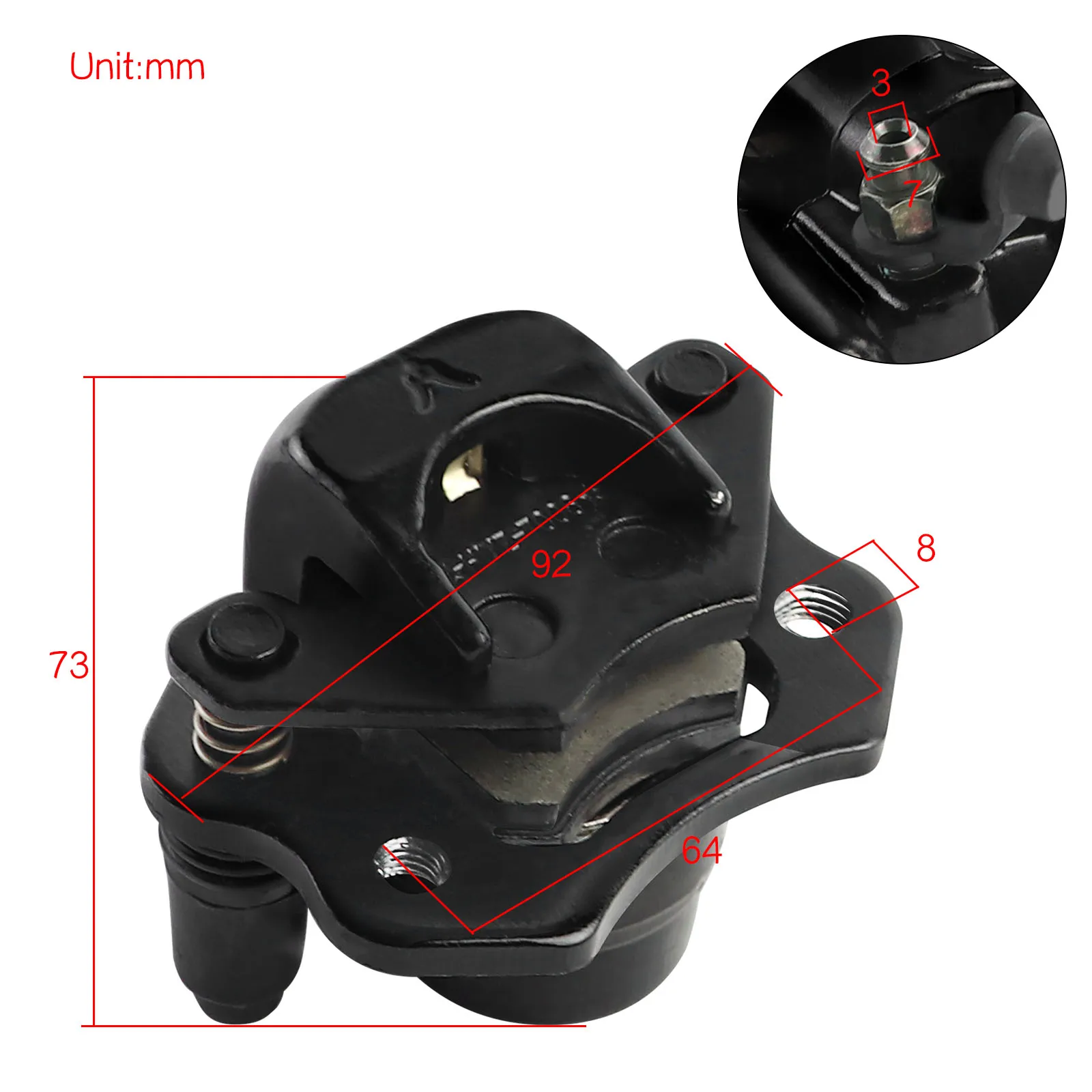 ATV Rear Hydraulic Brake Caliper for 4 Stroke 50cc 70cc 90cc 110cc 125cc Quad 4 Wheelers Coolster Taotao Kazuma Roketa Sunl Baja