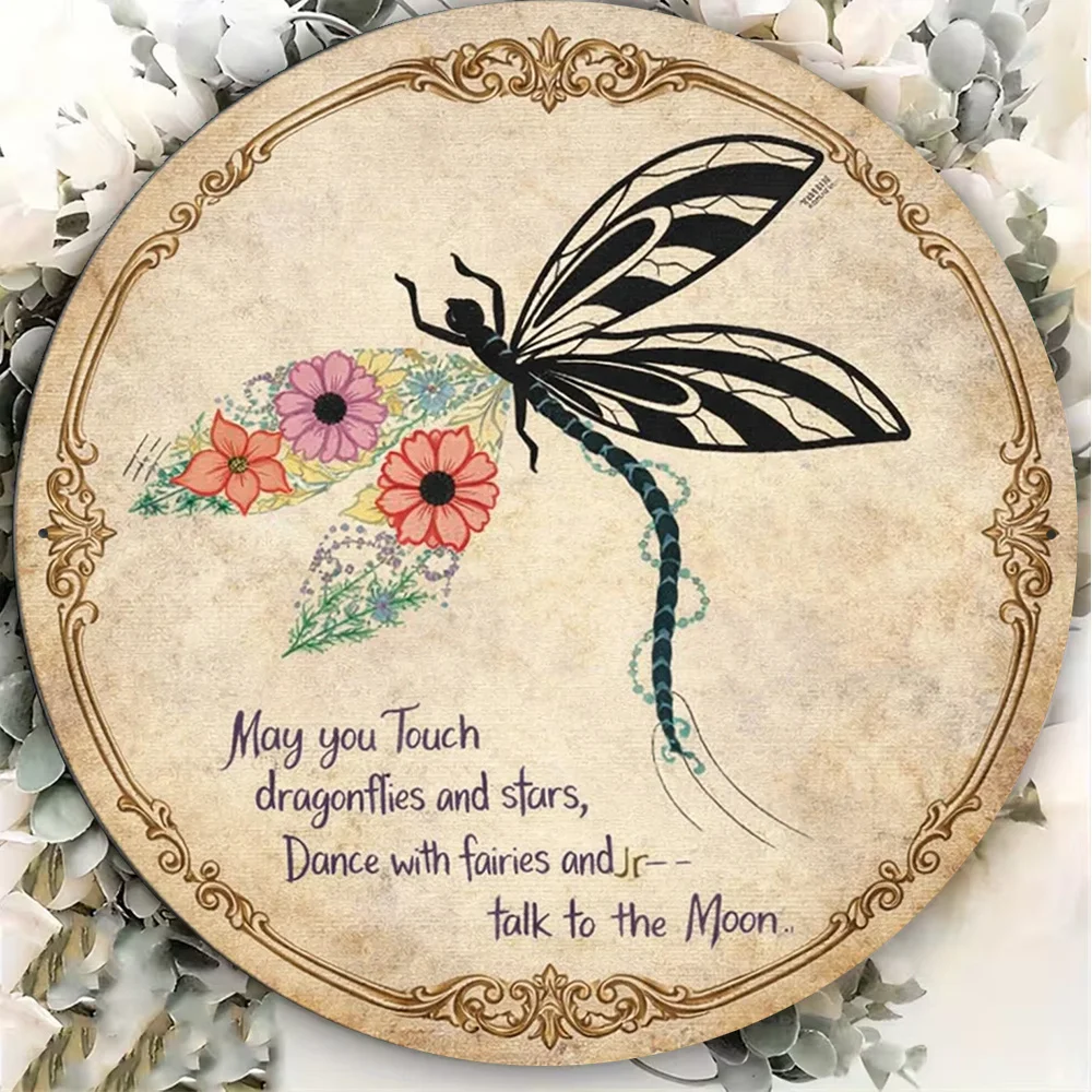 2D Flat - 1pc 8X8In/20X20Cm 2D Flat Circular Aluminum Sign, Vintage Aluminum Plaque of 