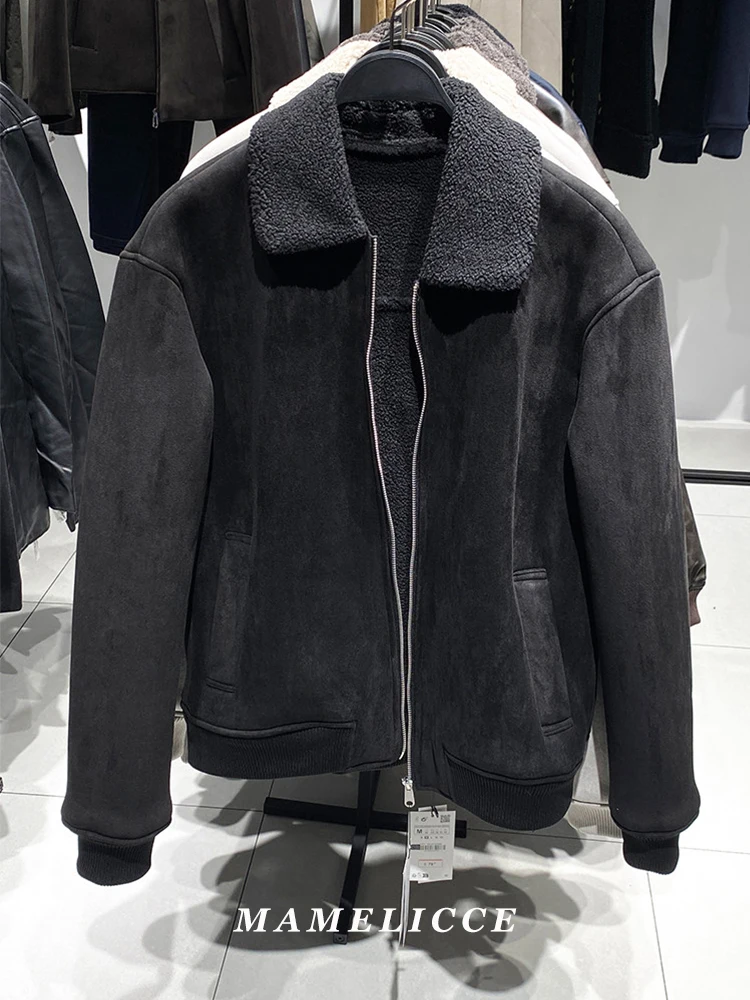 

MAMELICCE Original design Faux suede Men's winter padded jackets high quality padding Fur Turn-down collar Coat man short tops