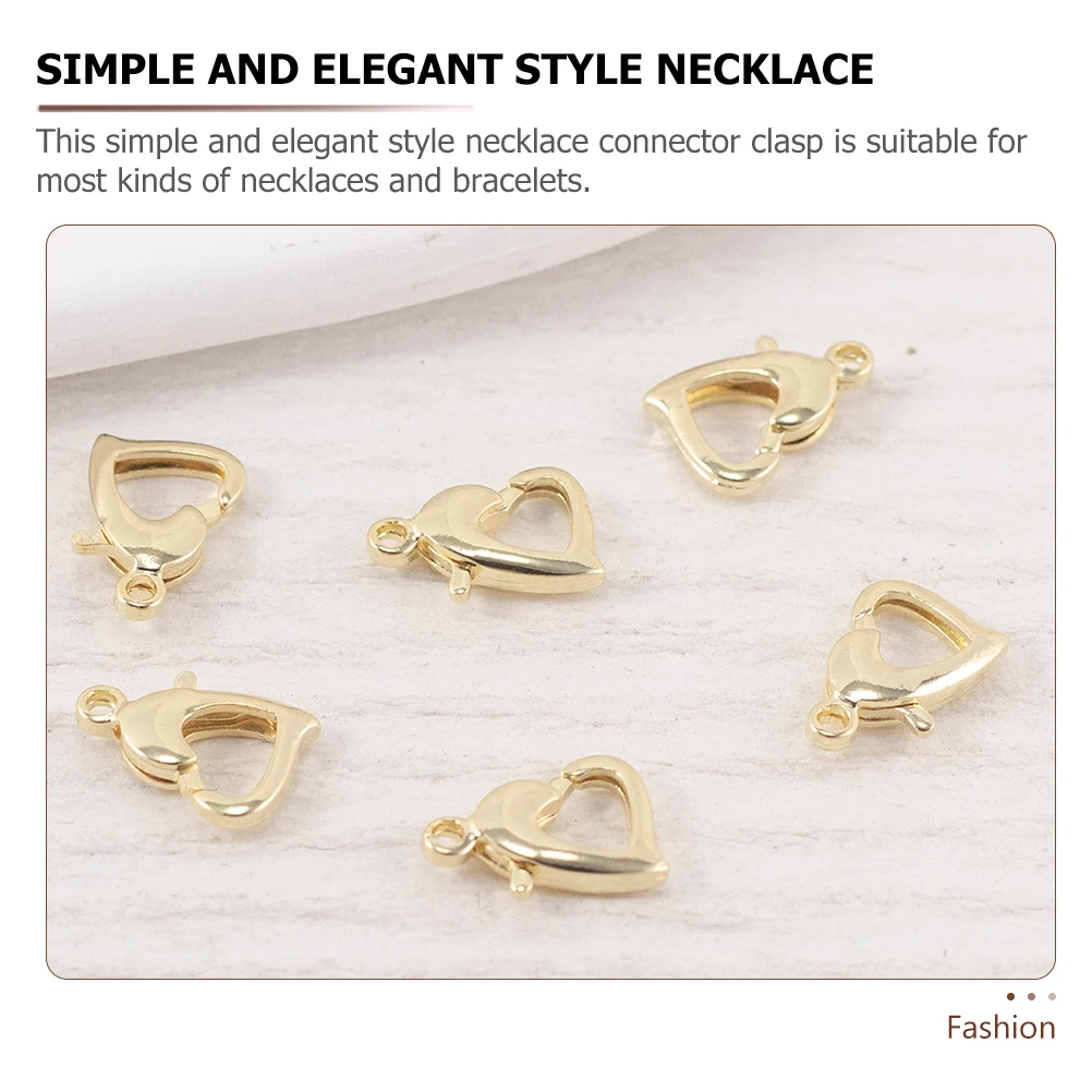 

10 Pcs Heart Button Necklace Clasps with Lobster and Closures Tiny Carabiner Clip for Jewelry Helper Closed Ring Rings