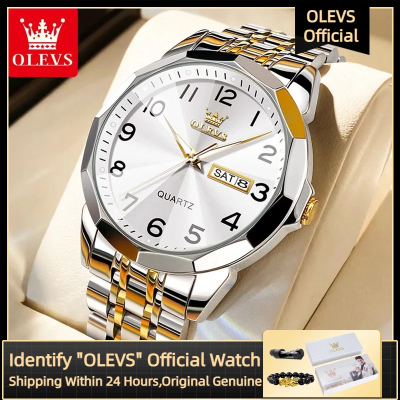 

Мужские кварцевые часы OLEVS, модные простые мужские деловые водонепроницаемые часы из нержавеющей стали с цифровым циферблатом, роскошные Брендовые мужские часы 9970