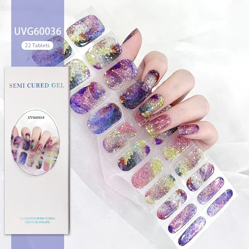 Remendo Semi-Curado Unhas para Manicure Francesa, 22 Pontas, Slider, Tiras De Unhas Em Gel Adesivo, Alta Qualidade, Uso 100% Gel Nail Art Adesivos