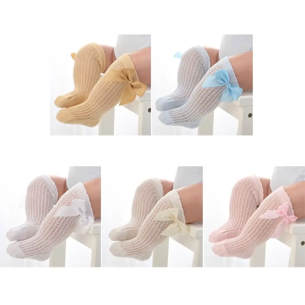 Baby Dress Breathable Mesh Baby Girls Socks Cotton Big Bow Mesh Stockings Thin Stockings Summer