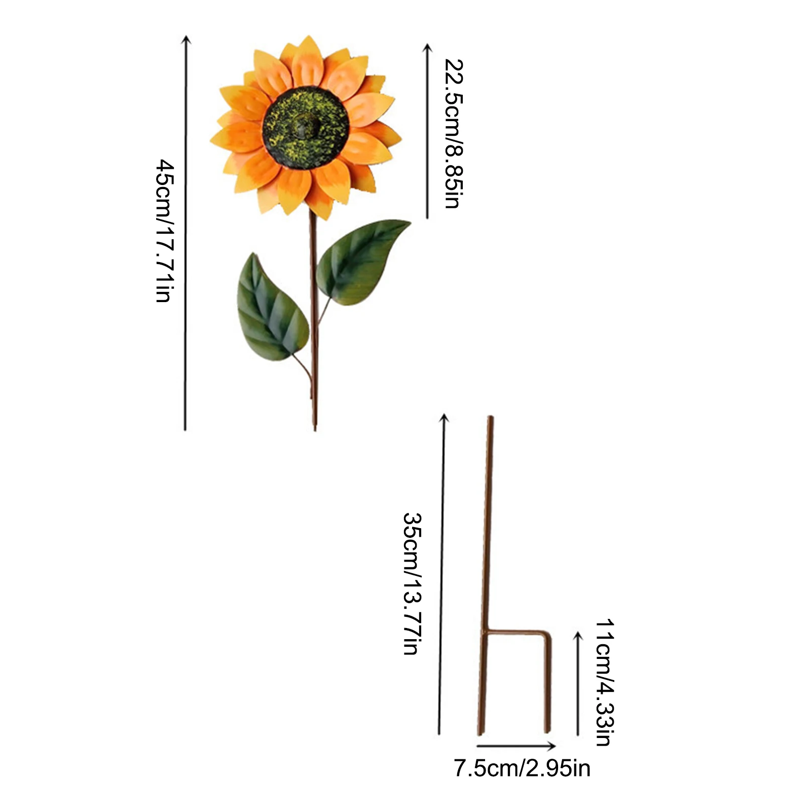 Sunflower Garden Decoration Iron Spinning Outdoor Easy Installation Villa Kinetic Lawn Yard Courtyard Windmill