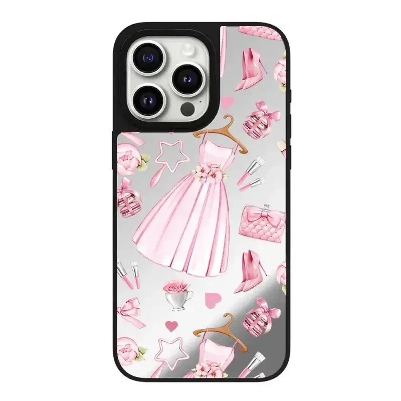 Bowknot Dress Mirror Magnetic iPhone 12 13 14 15 Pro Max Protective Case