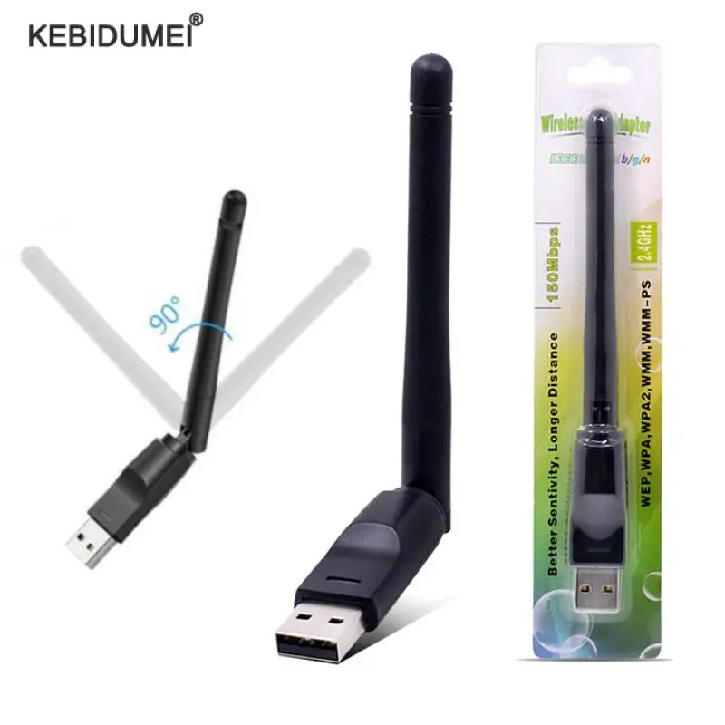 

150Mbps Mini USB WiFi Adapter Wireless Network Card Wi-Fi Receiver Dongle 2dB Antenna 2.4Ghz for PC Desktop Laptop