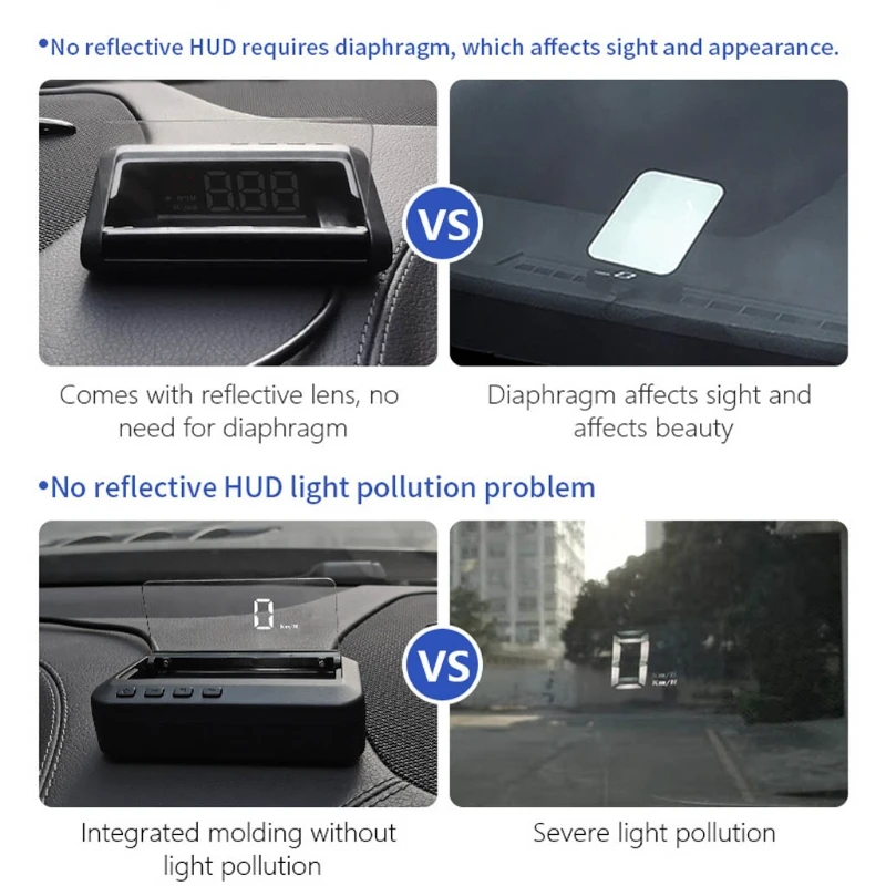 Universal Car HUD Head-up Display HUD Projection Vehicle Information Display Speed Alert Diriving Distance