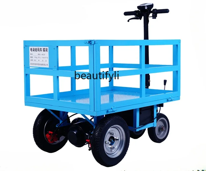 Electric flatbed truck for elevator test pull weights, turnover truck load king enters the elevator