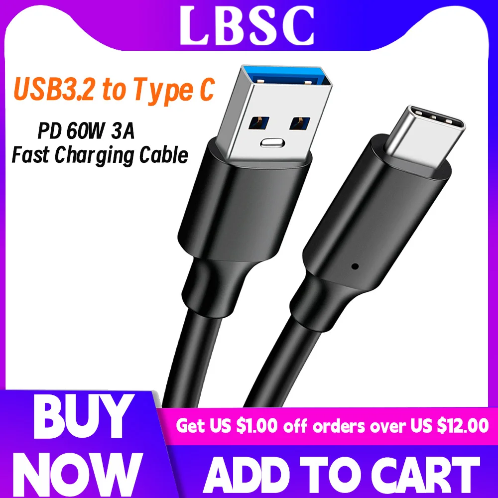 Кабель USB 3.2 Type-C для передачи данных, 10 Гбит/с