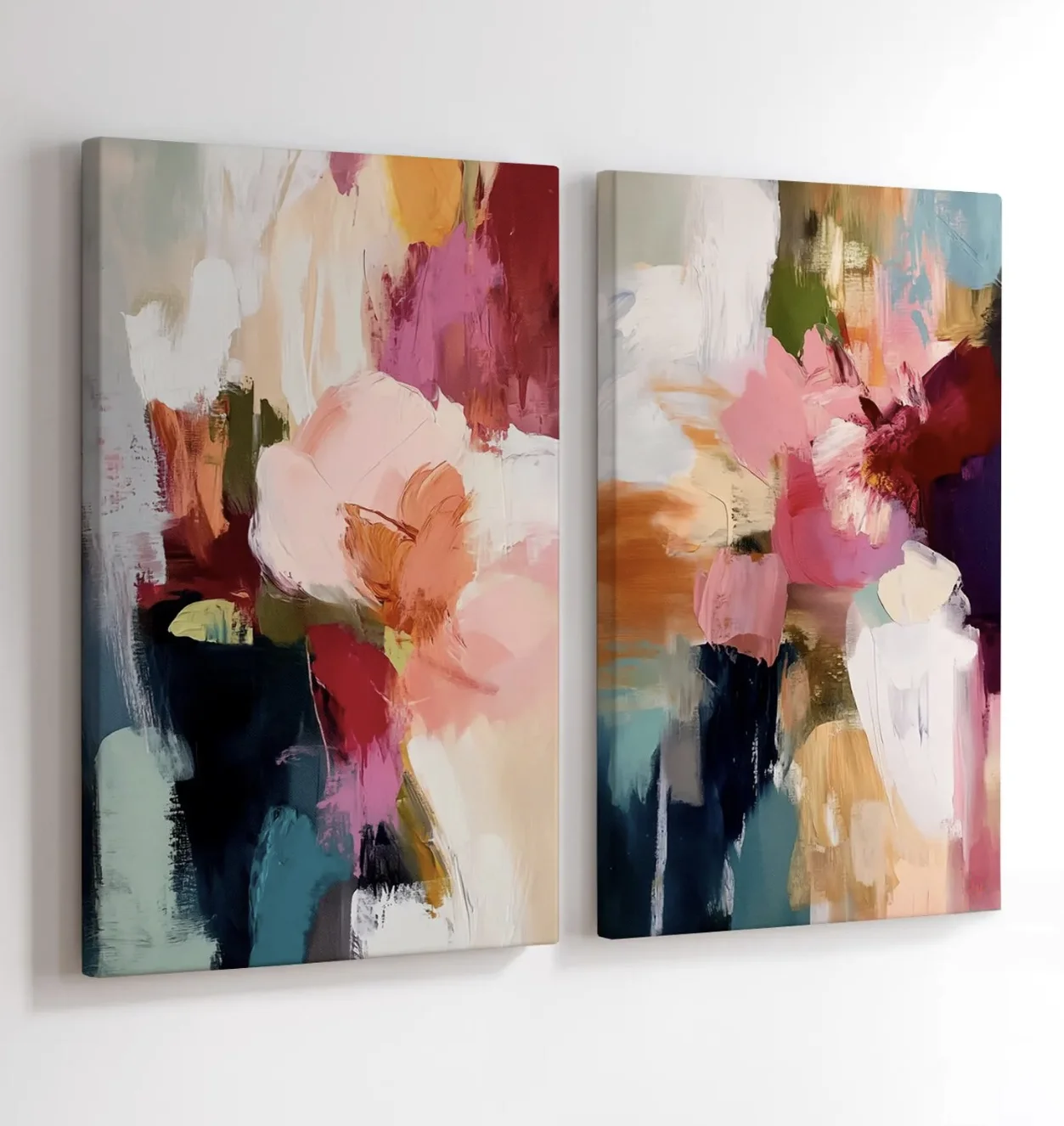 Abstract Floral Canvas Print Wall Art, Modern Brushstroke Flower Print Poster, Decor for Living Room, Bedroom, Office