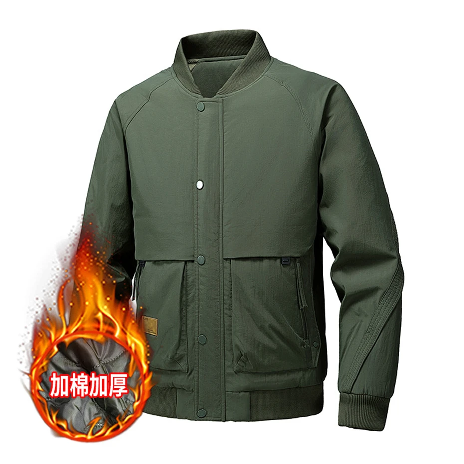 Autumn Winter Thick Jacket Men Fashion Casual Solid Color Baseball Jackets Male Thick Varsity Coat Bomber Jacket